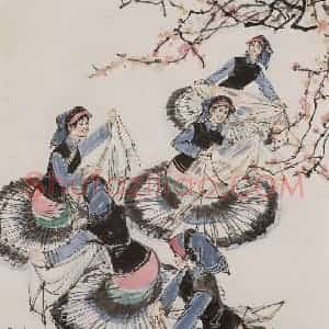 1976年 黄胄《彝族舞》国画人物作品图片赏析