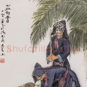 1973年 黄胄《公社饲养员》国画人物作品图片赏析