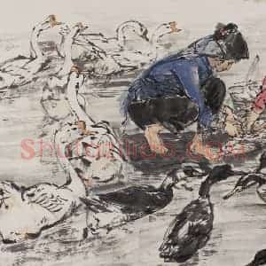 1983年 黄胄《太湖边》国画人物作品图片赏析