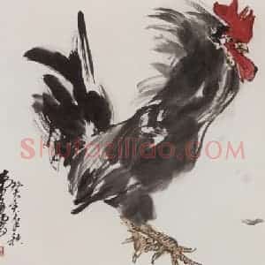 1983年 黄胄《斗鸡》国画花鸟作品图片赏析