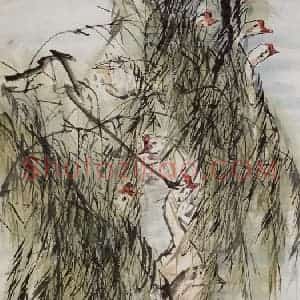 1983年 黄胄《柳下群鹅》国画花鸟作品图片赏析