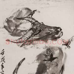 1982年 黄胄《互助》国画花鸟作品图片赏析