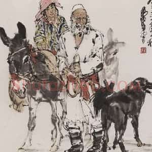 1983年 黄胄《爷孙俩》国画综合作品图片赏析