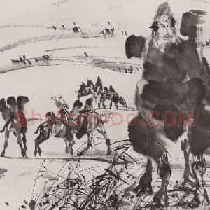 1984年 黄胄《韩海之舟》国画综合作品图片赏析