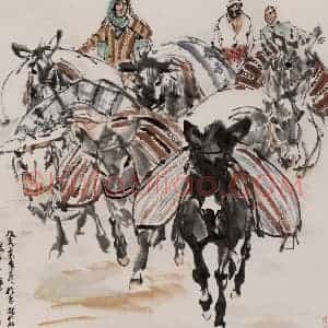 1983年 黄胄《运粮》国画综合作品图片赏析