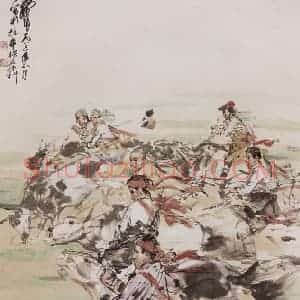 1983年 黄胄《赛牛》国画综合作品图片赏析