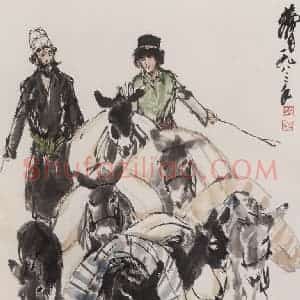 1983年 黄胄《赶驴》国画综合作品图片赏析