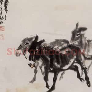 1983年 黄胄《赶驴》国画综合作品图片赏析