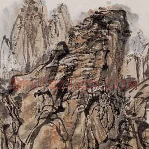 黄胄《山石》国画花鸟作品图片赏析