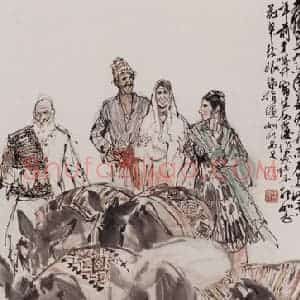 1986年 黄胄《运粮》国画综合作品图片赏析
