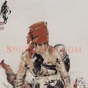 1987年 黄胄《村妇》国画人物作品图片赏析