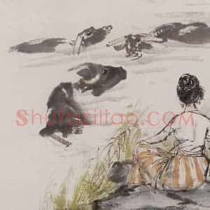 1988年 黄胄《放牛》国画综合作品图片赏析