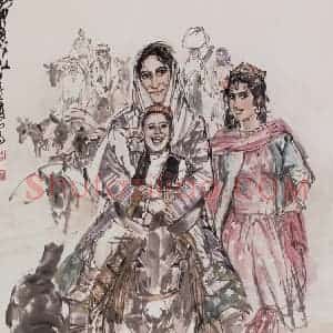 1988年 黄胄《赶集》国画人物作品图片赏析