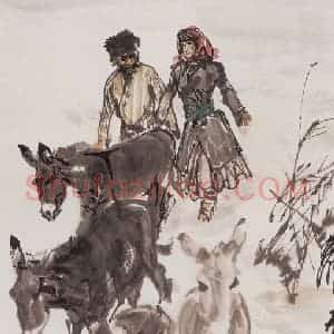 1991年 黄胄《赶驴》国画人物作品图片赏析