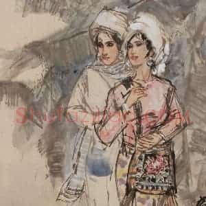 1994年 黄胄《傣族妇女》国画综合作品图片赏析