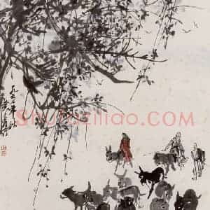 1962年 黄胄《秋山牧归》国画综合作品图片赏析