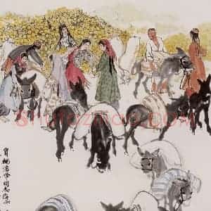 1963年 黄胄《丰收》国画综合作品图片赏析