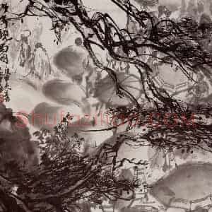 1980年 黄胄《观雨图》国画山水作品图片赏析