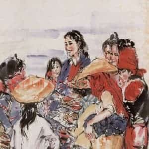 1984年 黄胄《少数民族姑娘》国画人物作品图片赏析