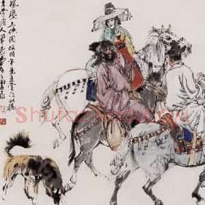 黄胄《风尘三侠》国画综合作品图片赏析