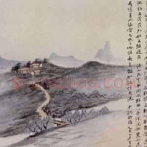 张大千《赵师侠词意图》国画山水作品图片赏析