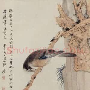 张大千《古松栖鸦图》国画花鸟作品图片赏析