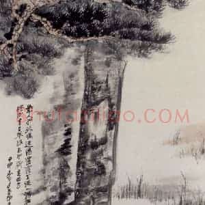 张大千《老叟出行图》国画人物作品图片赏析