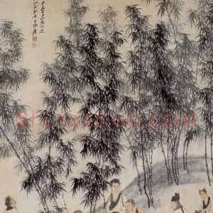张大千《竹溪六逸图》国画人物作品图片赏析