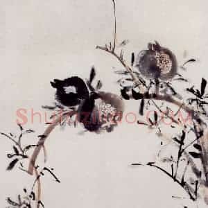 张大千《石榴图》国画花鸟作品图片赏析