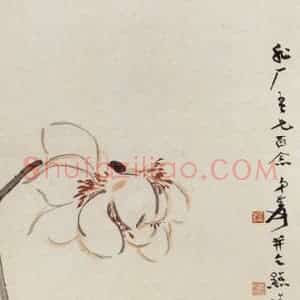张大千《荷花翠鸟图》国画花鸟作品图片赏析