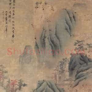 明代 蓝瑛《白云红树图》国画综合作品图片赏析