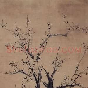 40年代 董寿平《墨梅》国画花鸟写意作品图片赏析