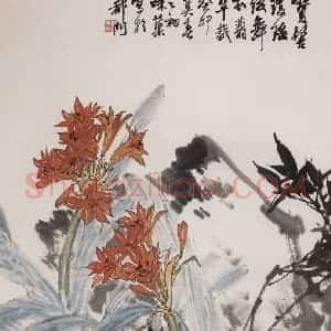 1963年 郭味蕖《君子兰》国画花鸟兼工带写作品图片赏析