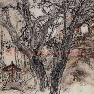 1961年 郭味蕖《佛宇秋光》国画山水写意作品图片赏析