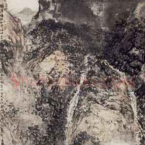 1962年 郭味蕖《观瀑楼》国画山水写意作品图片赏析