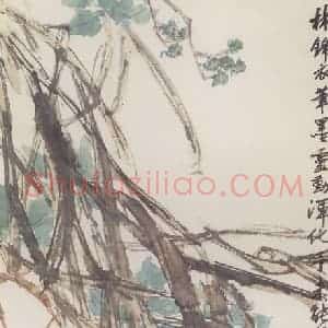 1955年 郭味蕖《秋水八哥》国画花鸟兼工带写作品图片赏析