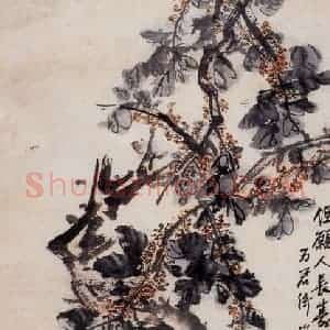 1956年 郭味蕖《月桂图》国画花鸟写意作品图片赏析