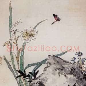 1957年 郭味蕖《萱花》国画花鸟兼工带写作品图片赏析