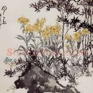 1961年 郭味蕖《月上》国画花鸟兼工带写作品图片赏析