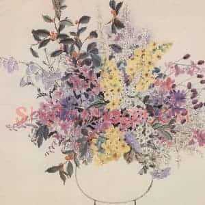 60年代 萧淑芳《瓶山花》国画花鸟作品图片赏析