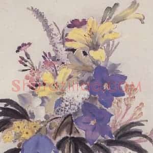 60年代 萧淑芳《瓶山花》国画花鸟作品图片赏析