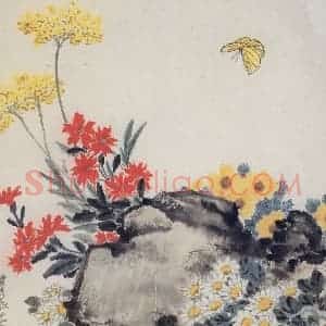 70年代 萧淑芳《山花烂漫》国画花鸟作品图片赏析