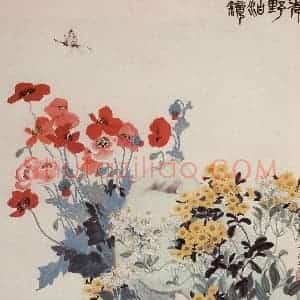 60年代 萧淑芳《镜泊野秀》国画花鸟作品图片赏析