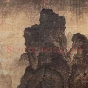 五代 关仝《山溪待渡图》国画山水作品图片赏析