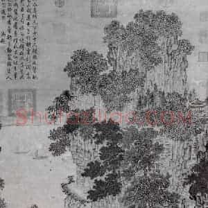 五代 关仝《蜀山栈道图》国画山水作品图片赏析