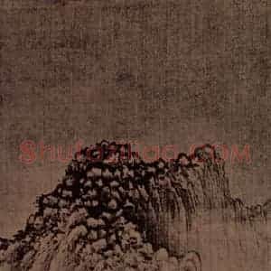 五代 巨然《溪山兰若图》国画山水作品图片赏析