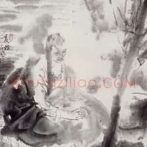 1986年 吴山明《晨炊》国画综合作品图片赏析