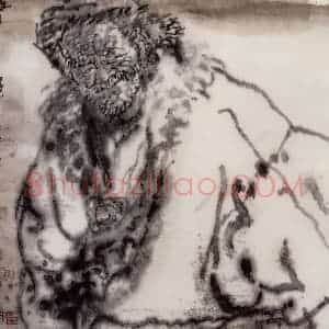 1988年 吴山明《牧牛老汉》国画人物作品图片赏析