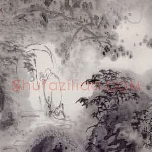 1989年 吴山明《僧敲月下门》国画综合作品图片赏析