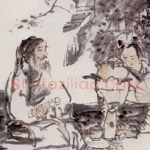 1998年 吴山明《陆羽煮茶》国画人物作品图片赏析
